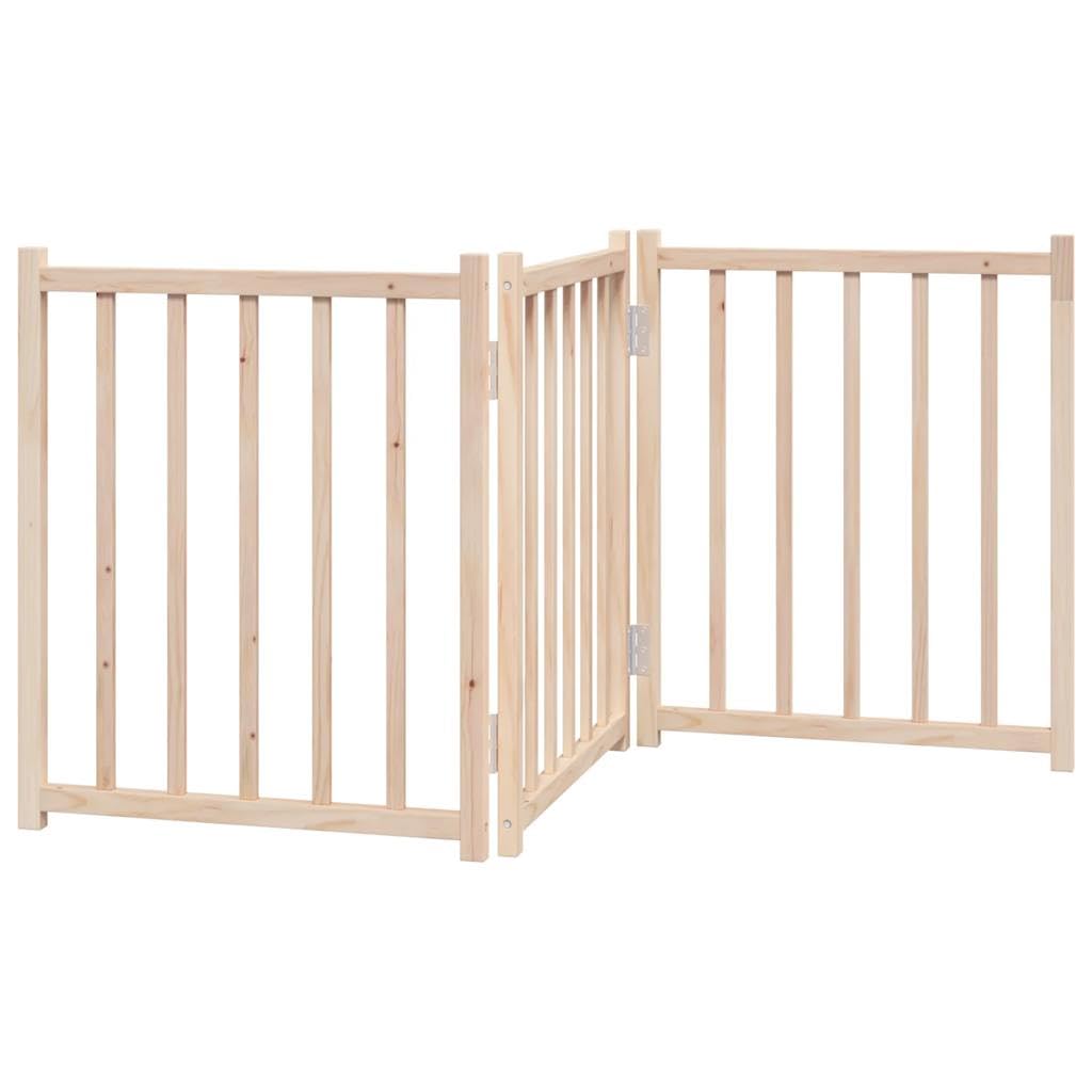 Puerta para perros de madera maciza de abeto, 150 cm, plegable, para interior y exterior, protección y seguridad para cachorros y perros pequeños y medianos