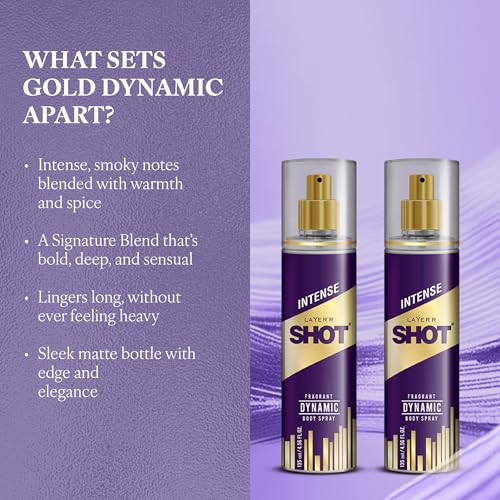 Image of Layer'r Shot GOLD Dynamic Body Spray for Men 2x135ml | Long-Lasting Premium Fragrance | Woody & Oceanic Notes | Everyday Wear | Skin-Friendly & IFRA Certified