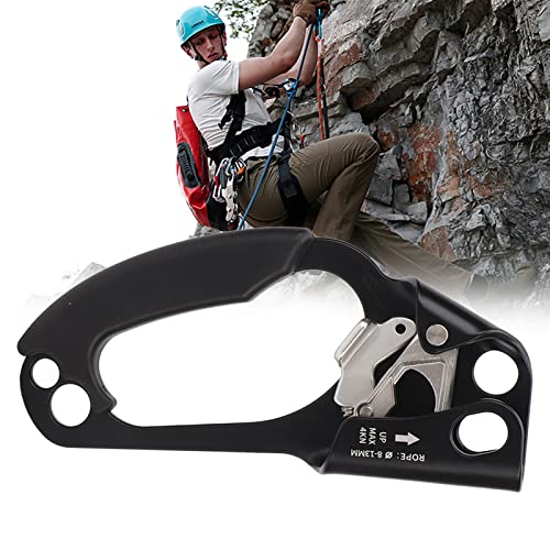 Rope Ascender, Hand Ascender Stable Fixing Non Slip Strong Grip Spring Rope Ascender Mountaineering Supplies (Left Black)