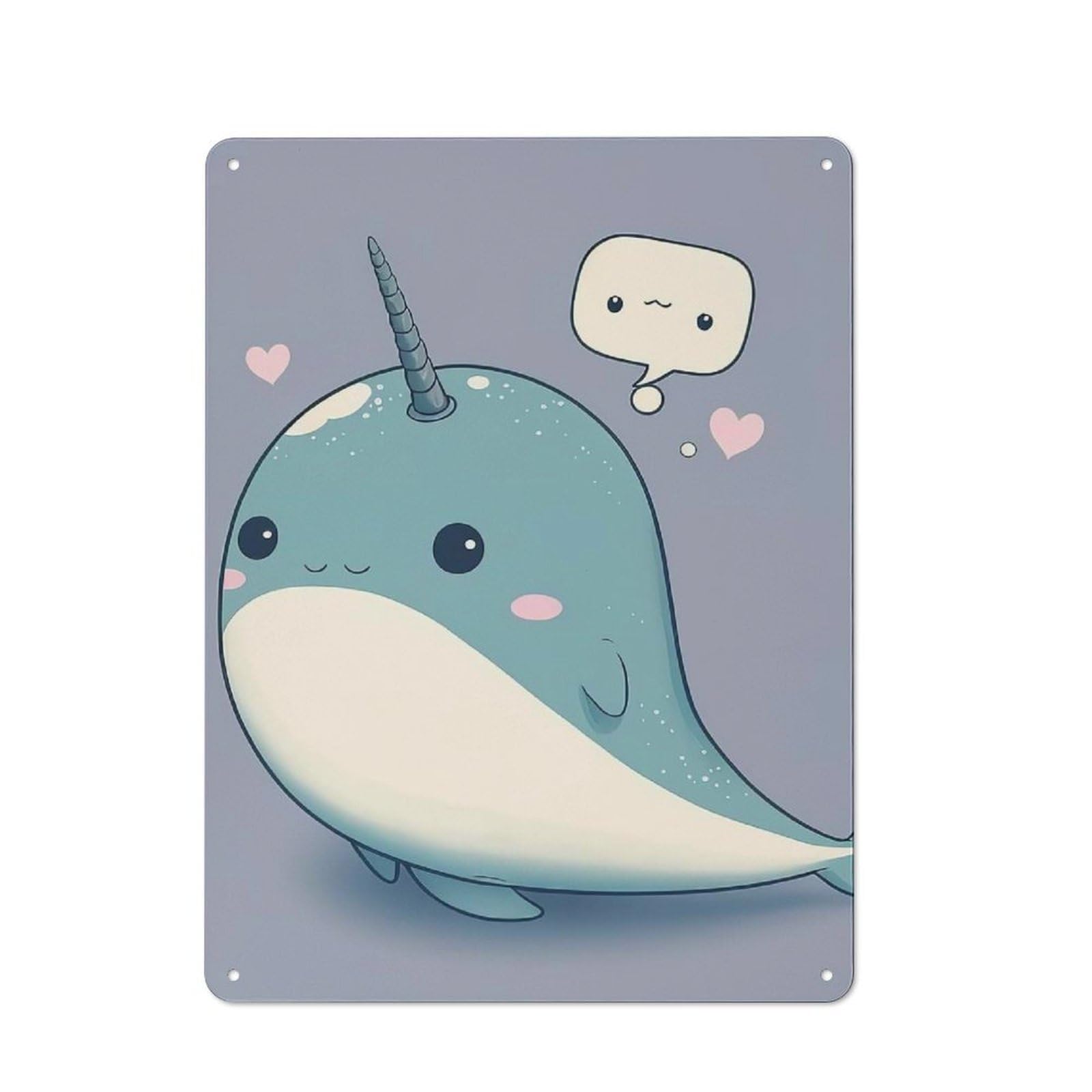 Junmoney Baby Whale Cute 40X30cm Rustic Metal Sign With For Guest Room Or Hallway, For Vintage Wall Decor Fans, For Metal Sign Collectors