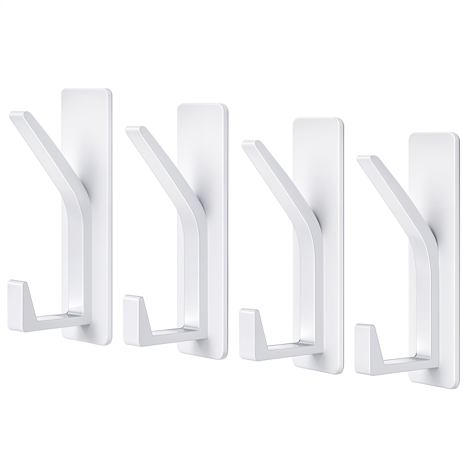 Dntorx 4 Stück Kleiderhaken Selbstklebend, Metall Klebehaken Extra Stark Weiß Türhaken Handtuchhaken Selbstklebend Haken Handtuchhalter ohne Bohren für Bad Küche Wohnzimmer
