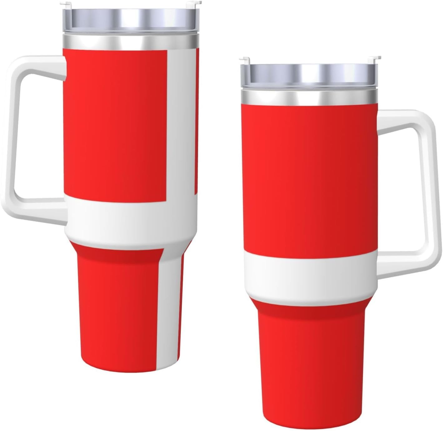 40 OZ Denmark Danish Flag Print Ice Bully Cup with Handle Straw Lid Straw,Stainless Steel Tumbler Coffee Cup