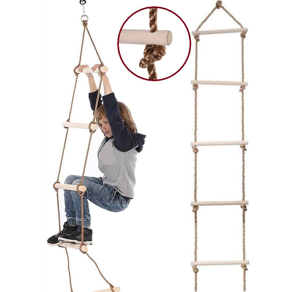 Vervique Emporium | Disc Rope with Rope Ladder & Trapeze Bar with Rings for Kids Climbing Swing, Sensory Play Indoor/Outdoor Playground (Set of 3) for Ages 3+ (Playing Equipment for Kids Pack of 3) - Image 4 thumbnail