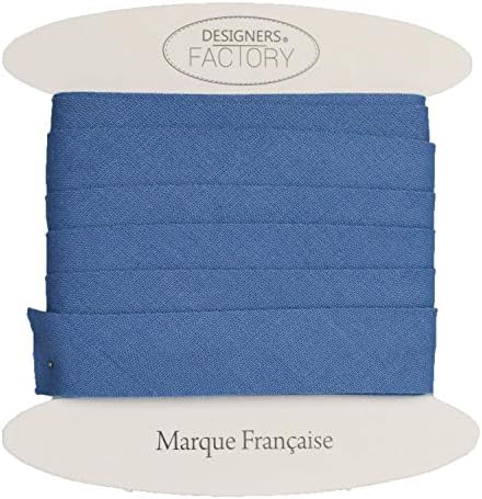 designers-factory Indigo Blue Cotton Bias Binding Tape - Available in Several Colours and Two Sizes - Oeko Tex Certified - Indigo Blue Bias Tape for Sewing - (by 5.46 Yards, Indigo Blue)