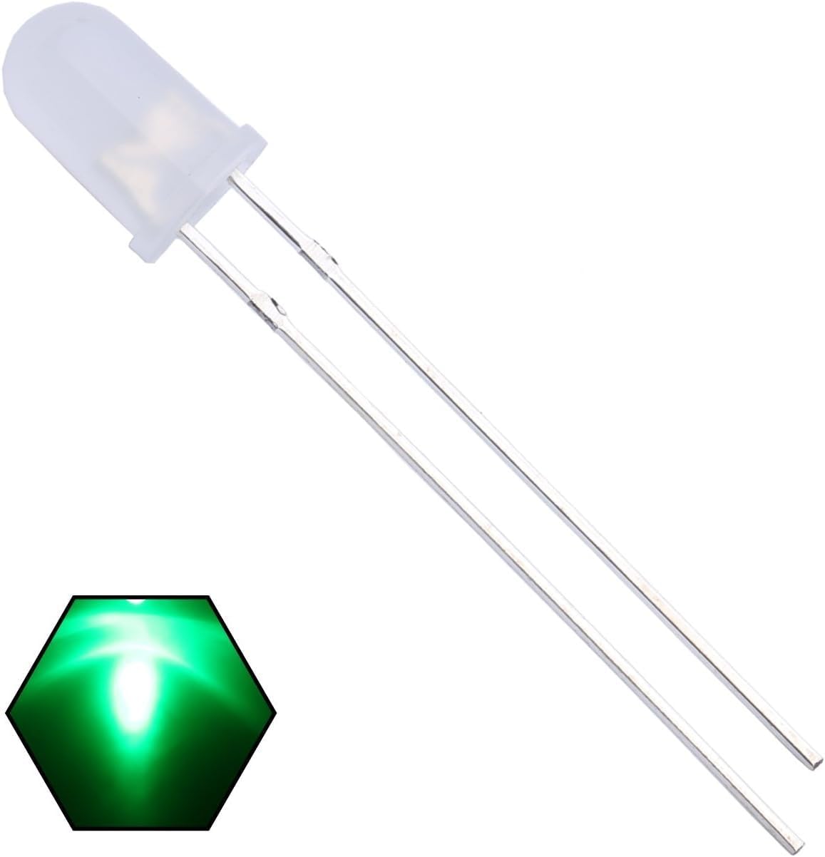 50Pcs 5mm Green Lights LED Diodes (Clear Transparent Lens), Green LED Diodes, Bulb Lamps Light Emitting Diode, Small LED Lamps