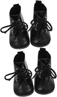 SOIMISS 2 Pares Botas De Muñeca Niña Chicas Moda Alto Jugar Azul Muñecas Botas De Juguete Zapatos En Miniatura Mini Zapatos Black PU