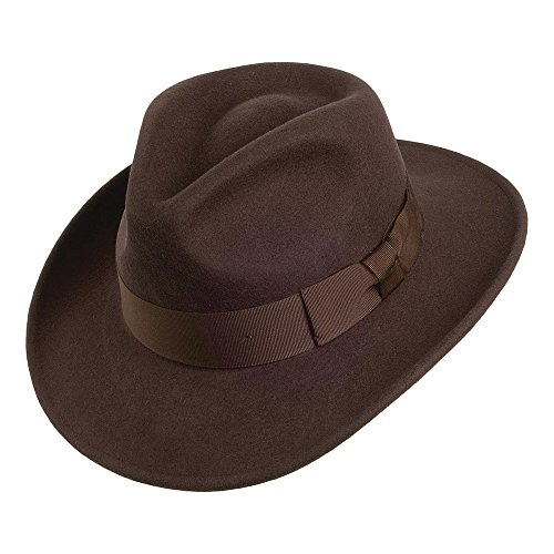 Jaxon Crushable Wool Felt Ford Fedora Hat (XX-Large, Brown)