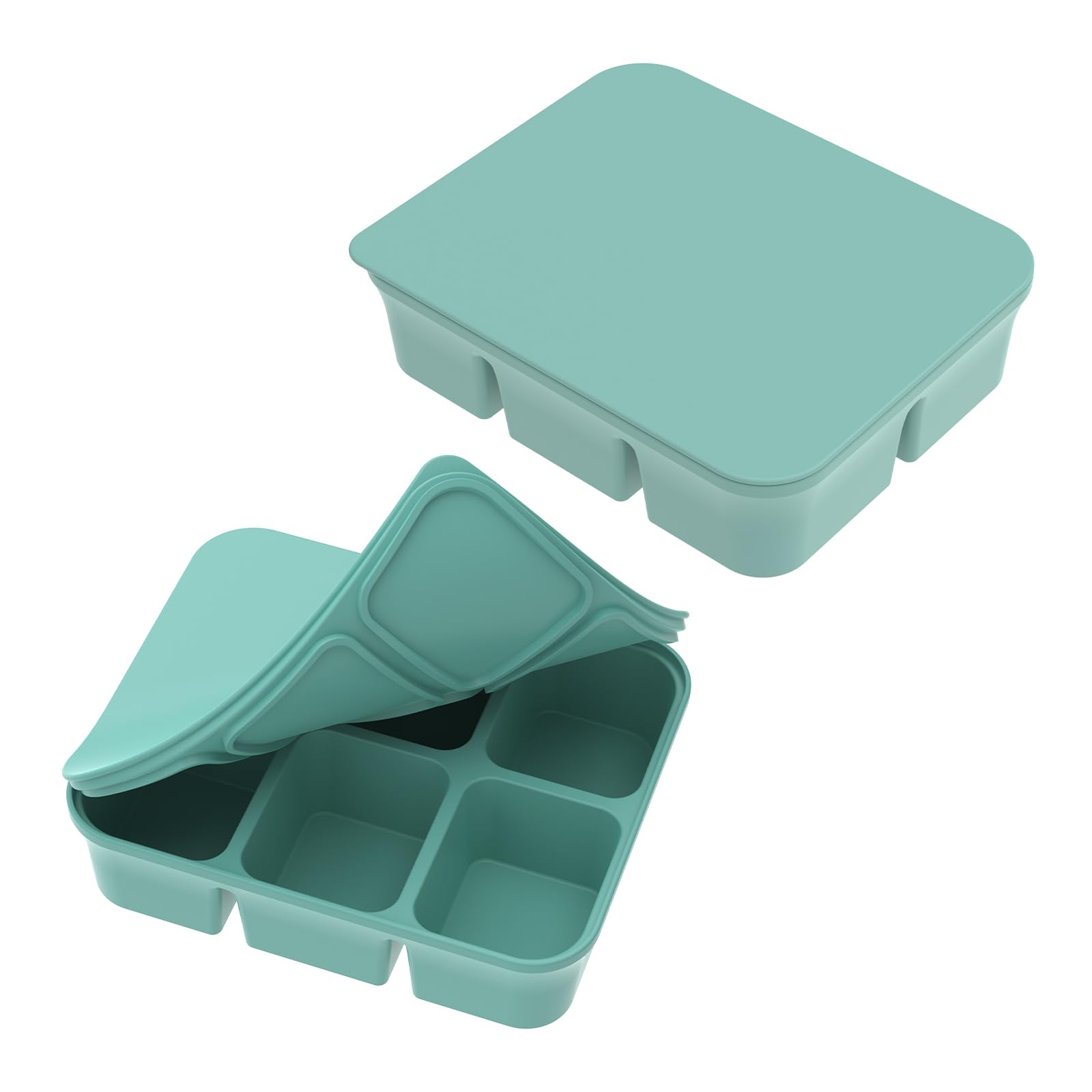 GYHWOFUL 2 stuks siliconen vriesvorm met deksel – grote ijsblokjesvorm & meal prep vrieshouder, siliconen invrieshouder voor soepen, sauzen, bouillon, ijsblokjes, stapelbaar, BPA-vrij