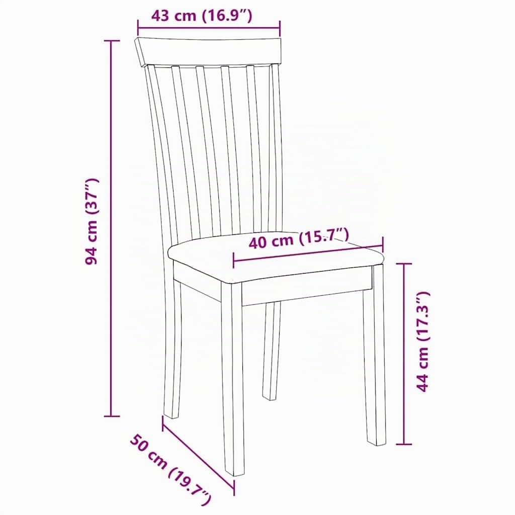 vidaXL Sillas de Comedor con Cojines 2 uds Madera Maciza marrón Caucho