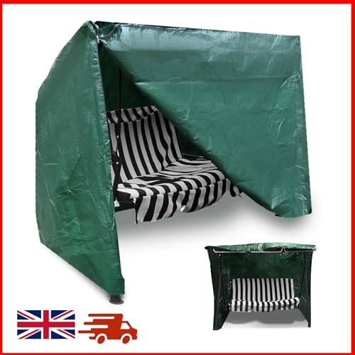 DIVCHI Garden Swing Covers Waterproof Heavy Duty Outdoor Swinging Chair Cover Windproof Anti-UV Patio Garden Hammock Cover With Zips (Green) - Image 8