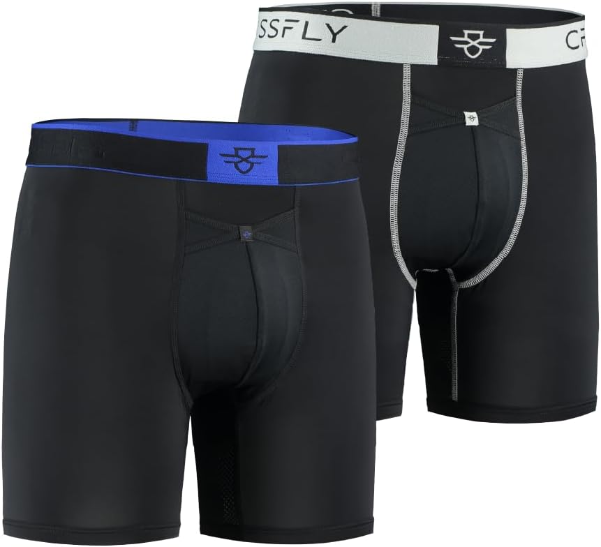 Crossfly Men's Underwear PRO 7" Boxer Briefs, 24 Hour Comfort and Innovative Access, No Chafe, Breathable and Soft Material