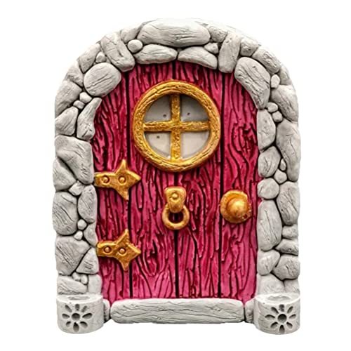 Garden Fairy Door Tree Decoration, Miniature Outdoor Yard Art Sculpture, Wood, 8-10cm