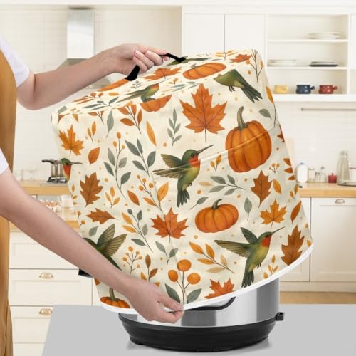 Image of Hummingbirds Pumpkins Kitchen Utensils Dust Covers | Easy to Clean Pressure Cooker Covers Color Resistant Pot Supplies for Picnics Camping Decorative Accessories 8 Quart