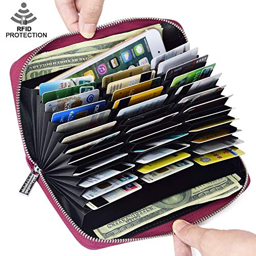 Large Capacity Credit Card Wallet - Leather Secure RFID Wallet for Women 36