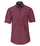 Reine Baumwollqualität CASAMODA Herren Freizeithemden kariert Casual Fit Dunkelrot L
