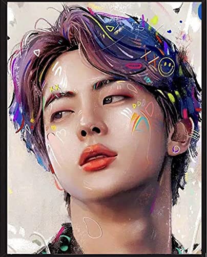 防弹少年团 ダイヤモンドアートツール 5D Diyのダイヤモンド塗装キット ダイアモンドビーズ絵画 刺繍キット 5Dダイヤモンド塗装キット クロスステッチキット 絵画キット 塗装ツール DIY・手作り絵画手芸キット 5D モザイクアート ダイヤモンド塗装 全面貼り付けタイプ 萌え 誕生日 グッズ (ジン,JIN, 40x50cm)