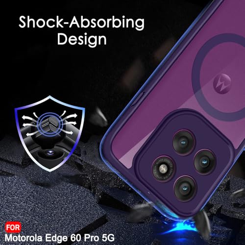 Image of TheGiftKart Hybrid Shockproof Back Cover Case for Motorola Moto Edge 60 Pro 5G | Hard Back Cover Case for Motorola Edge 60 Pro 5G (PC & TPU, MagSafe Compatible, Transparent Clear Back, Purple Sides)