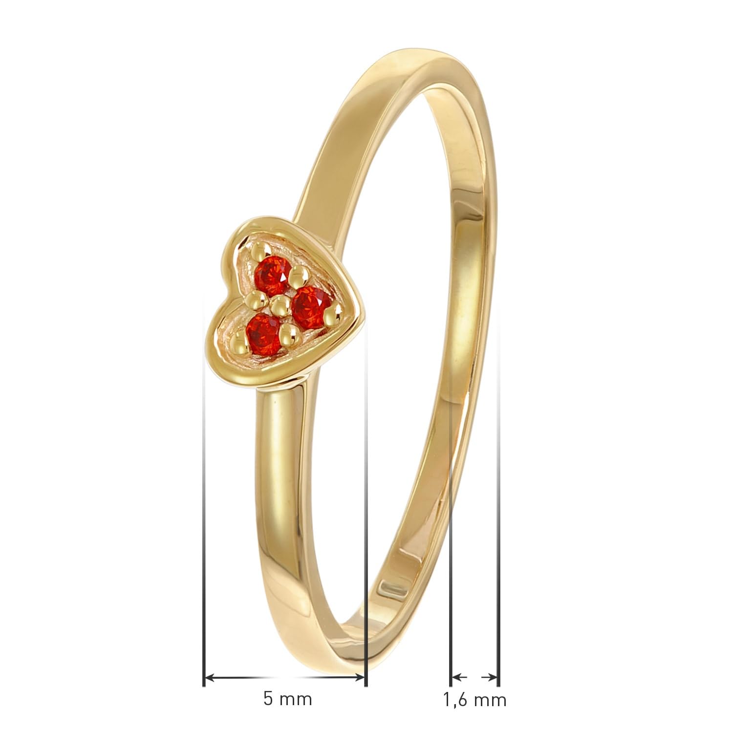 trendor Damenring Gold 333/8K Herz Mit Roten Zirkonias 41539 | eleganter Ring für Frauen, tolles Schmuckstück und edles Accessoire,
