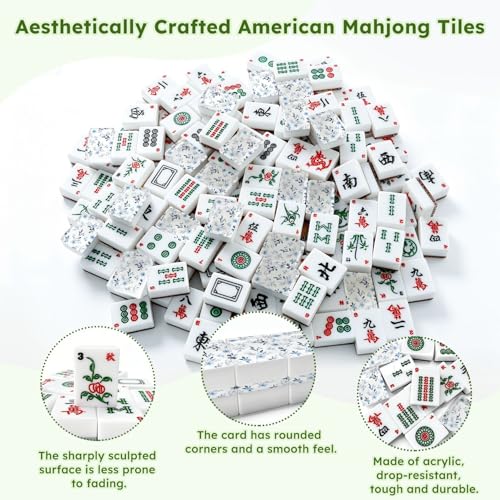 Juego de Mahjong Americano con 166 fichas y accesorios miniatura 6