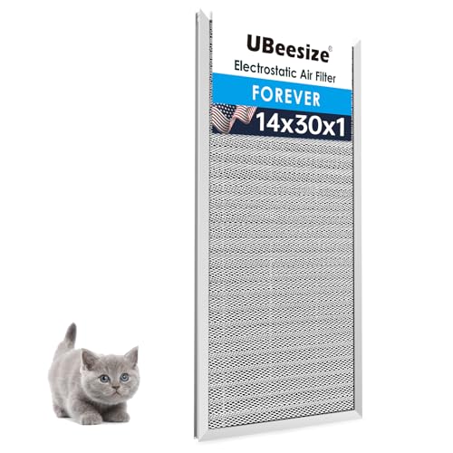 Image of UBeesize 14x30x1 Reusable Electrostatic Air Filter HVAC AC Furnace Filter,MERV 8,Washable, Lasts a Lifetime,Permanent Air Filter,Breathe Fresher,Home And Office(Actual Size:13.5x29.65x0.82 Inch)