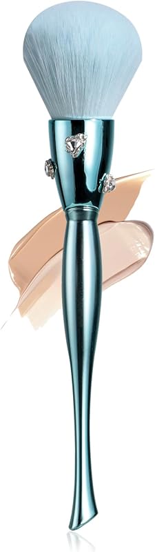Pinceles de maquillaje – Lujosos mangos artesanales incrustados en diamantes, cerdas sintéticas de primera calidad, perfectos para base y polvo Pincel de brocha de polvo sintético de primera calidad de diseño elegante clásico