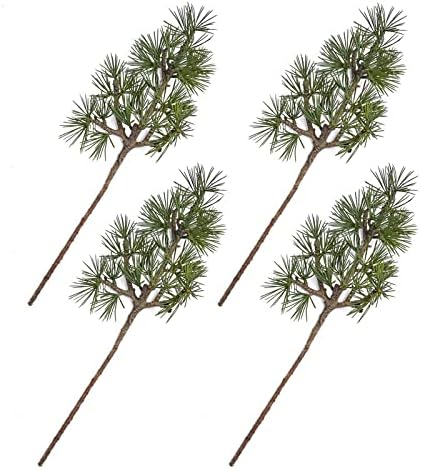 Factory Direct Craft Package of 4 Artificial Weatherproof Ming Pine Stems for Holiday Greenery | Christmas Seasonal Pine Stems for Indoor and Outdoor Decorations