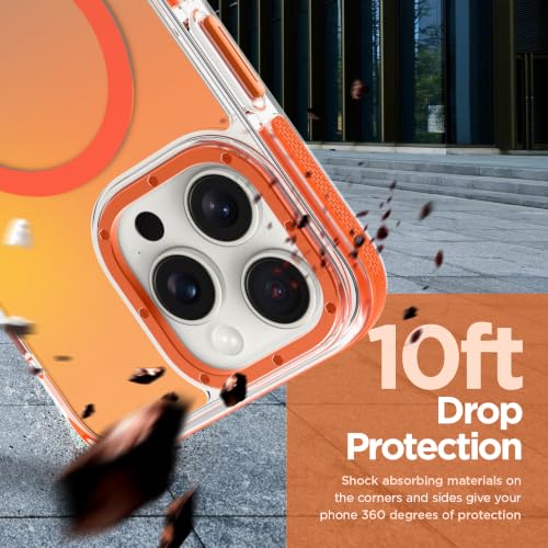Image of Magnetic Case for iPhone 15 Pro [Compatible with Magsafe] [Cute Fashion Fluorescent Design] [1 Screen Protector] Slim Translucent Matte Case for iPhone 15 Pro 6.1 inch 2023, Orange