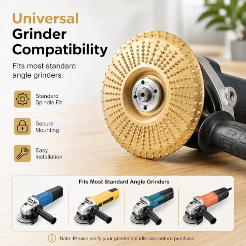 Image of 3 PCS Wood Grinding Disc Set for Angle Grinder,Tungsten Carbide Wood Carving Wheel Attachments for 4 inch&4.5 inch Grinders,Wood Shaping Sanding Polishing Grinding Disc Woodworking Surface Finishing (beveled)