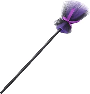 CLISPEED Halloween Plastic Witch Broomstick, 40.8inch Halloween Miracle Broom Wizard Broom Cosplay Besom Prop Supplies for Kids Adults Halloween Masquerade Party Favors