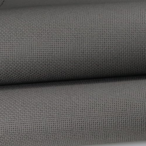 Image of KCS 16CT Counted Cotton Cross Stitch Aida Cloth Fabric (19 inch x 28 inch, Dark Grey)