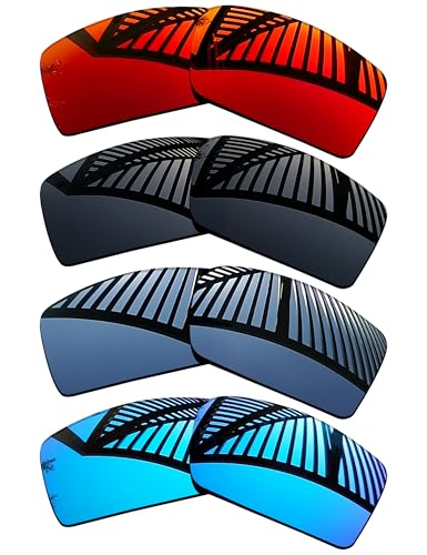 Image of 4 Pairs Replacement Lenses for Oakley Gibston OO9449 Sunglasses - Solid Black+Titanium+Ice Blue+Fire Red