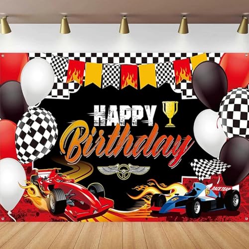 Telón de fondo de fotografía con temática de coche de carreras, fondo cuadrado para fotos para niños, fiesta de cumpleaños, decoración interior, póster de 200 x 140 cm