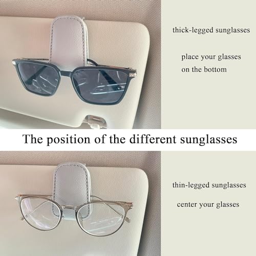 Image of Automaze Magnetic Leather Car Visor Sunglass Holder - Eyeglass Hanger Clip for Car Visor, Secure Sunglasses & Glasses Holder, Gray (Pack of 2)