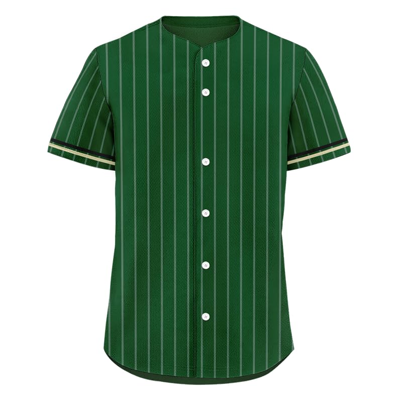 Camiseta de béisbol y sóftbol para hombre, con rayas, tela clásica y transpirable, color negro blanco y verde miniatura 1