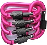 Carabiner Clip 5 Aluminum D-Ring Carabiners Screw Locking Keychain Strong Light