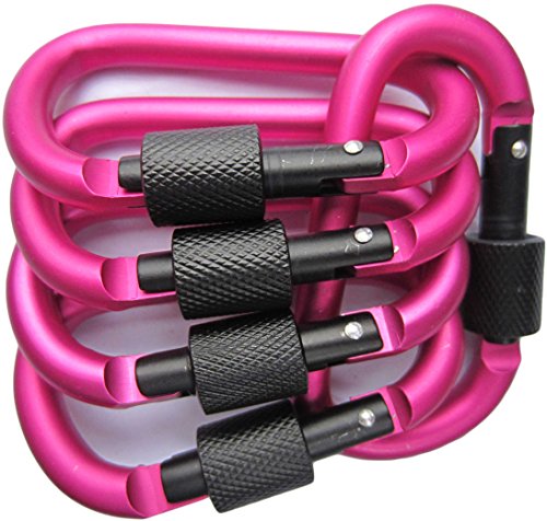 Carabiner Clip 5 Aluminum D-Ring Carabiners Screw Locking Keychain Strong Light #TOP5