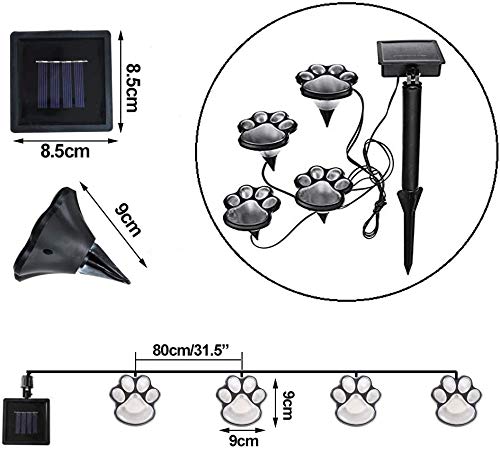 Paw Print Solar Outdoor Lights, Solar Lights Outdoor Waterproof Dog Paw Lights(Set Of 4), Cat Puppy Animal Garden Lights Path Paw Lamp Walkway Lighting For Patio,Yard,Any Pet Lover(Solar White Paw) #TOP4