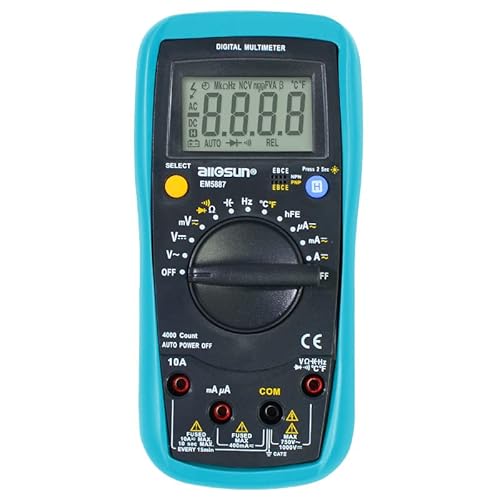 Allsun Digital Multimeter With Dc Ac Ammeter Voltmeter Ohmmeter Auto Ranging Meter, 3999 Counts Voltage Tester,Measures Capacity, Frequency,Temperature,Hfe,Diode And Continuity With Backlight Em5887 #TOP25