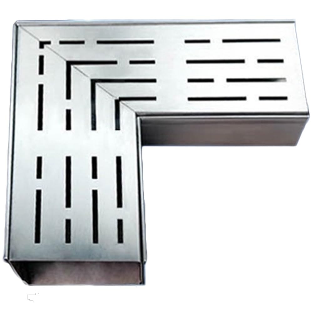 Sistema di drenaggio lineare in Acciaio Inossidabile 304 - Canale di drenaggio Esterno a Forma di U per Balcone, Giardino, vialetto - Griglia Resistente con Tappi (9,8"x5,9"x2")