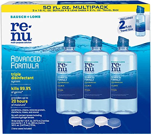 Bausch + Lomb - Renu Advanced Formula Multi-Purpose Solution, Pack of 3 (16-Ounce) w/ 2 Ounce Travel Bottle