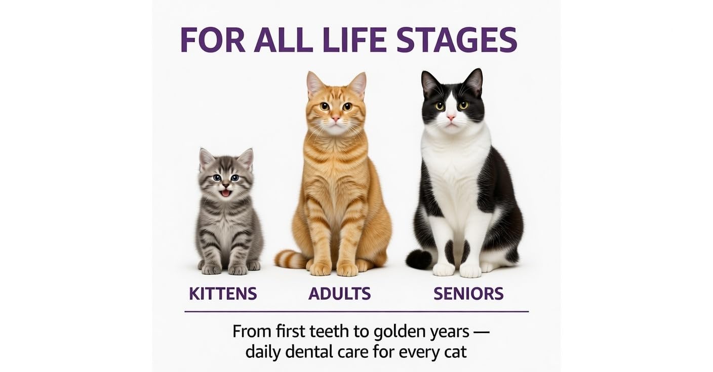 Cat Dental Treats Chicken Flavor 3 Pack - Crunchy Teeth Cleaning Treats for Cats with Breath Freshener - Grain Free Dental Cat Treats for Indoor Cats Plaque Tartar Control - Made in USA - 9oz (3x3oz) - image 6