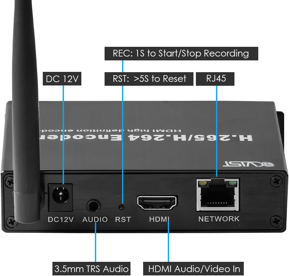 EXVIST H.265 1080P HDMI to Network Video Converter with WiFi Connectivity and SD Card Slot Max. 128G DDNS HTTP RTSP TS UDP Compatible with ONV/HK Private Protool for CCTV Surveillance Systems