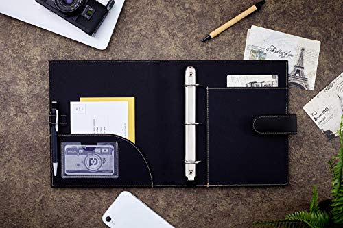 "It's Academic Mini Executive Leather Portfolio Folder, 1"" Ring Binder And 250-Sheet Capacity, Note Pads, And 5.5"" X 8.5"" Documents, 2 Pen Loops, Black Faux Leather" (98294) #TOP5