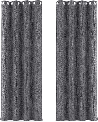 LLMMLL Rideau Occultant Thermique Isolant 117x137cm(Largeur x Hauteur), Rideaux Phonique et Draperies Anti Froid, Tissu Fenetre Opaque Anti Bruit pour Chambre, Salon, Dressing, Gris