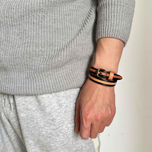 Image of Punk Rock Adjustable Belt Buckle Wristband Print Pattern Thin Pu Leather Cuff Bracelet