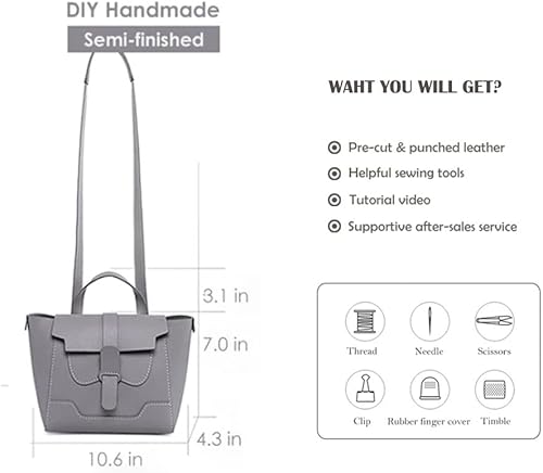 Miniatura 3 de POPSEWING Bolsa Maestro de cuero, kit de bricolaje, bolsa de hombro cruzada con kit de costura, kit de bolsa hecha a mano para mamá, novia, regalo