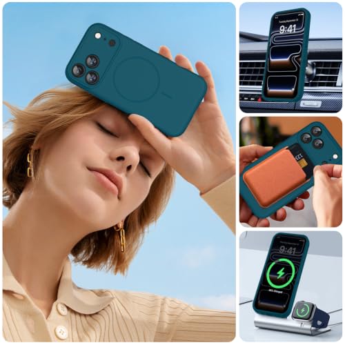 Image of Miracase Magnetic for iPhone 17 Pro Case, Compatible with MagSafe, Integrated Silicone Camera Control Cover, 3.0mm Thicken Shockproof Drop Protection Phone Case for 17 Pro,Teal
