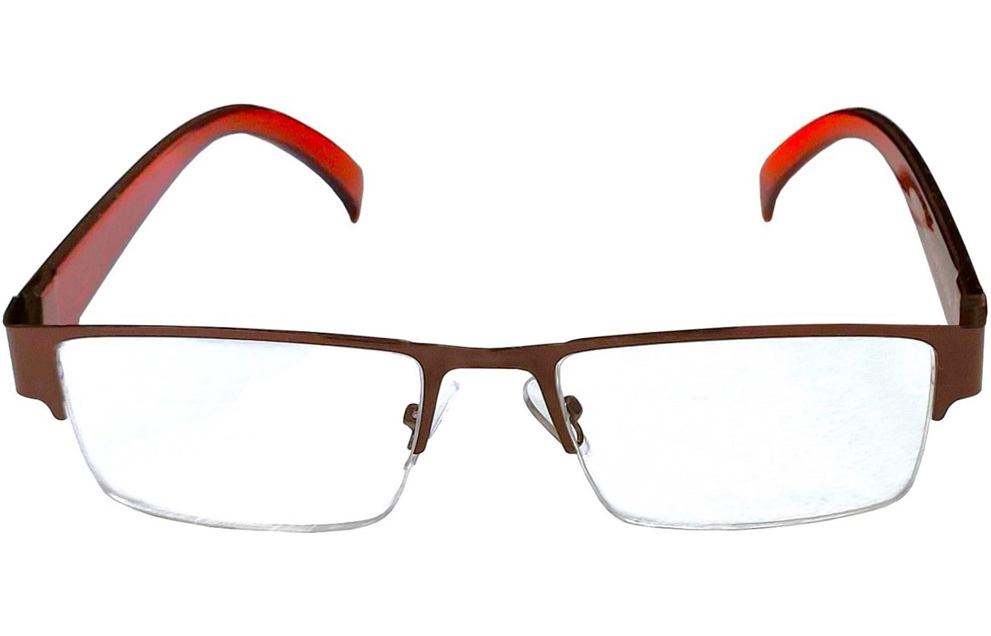 SAVY +2.50 BROWN Metallic Half Rim Frame Reading Eye Glasses with Eye Protection, No Eye Strain for Men Women with Case