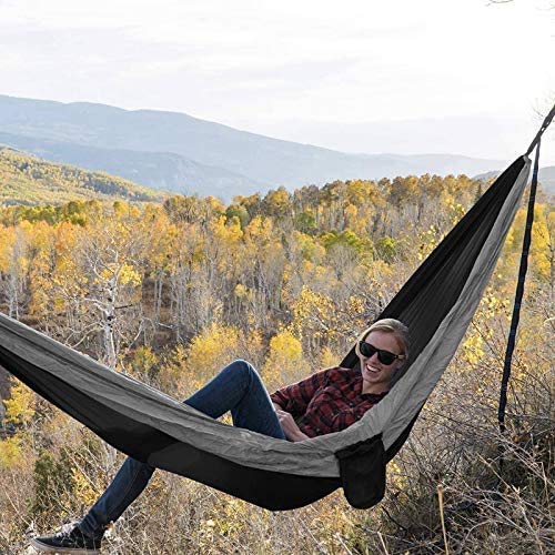 Tragbare Hängematte, Camping-Hängematte, Doppel-Einzel-Leicht-Hängematte mit Hängeseilen für Wandern, Reisen, Strand, Garten, leicht zu reinigen Garten