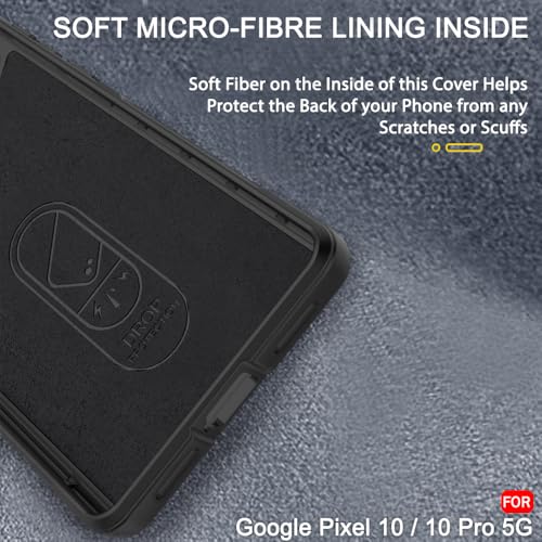 Image of TheGiftKart Liquid Silicon Back Cover Case for Google Pixel 10 / Pixel 10 Pro | ShockProof Military Grade Protection | Micro-Fibre Cloth On Inner Side | Built-in Anti-Slip Grip Case Cover (TPU, Black)